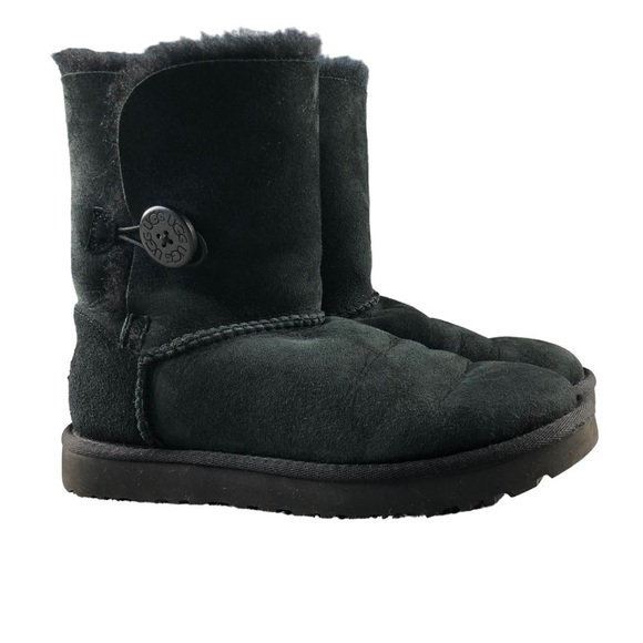 Ugg Womens Black Bailey Button Short Boots Sherpa Winter - Picture 1 of 12